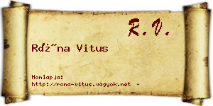 Róna Vitus névjegykártya